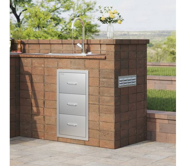 Nerūdijančio plieno trijų stalčių komplektas lauko virtuvei7