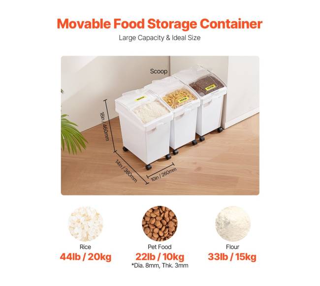 Ingredientų konteineris su ratukais, 20 L, 3 vnt.1