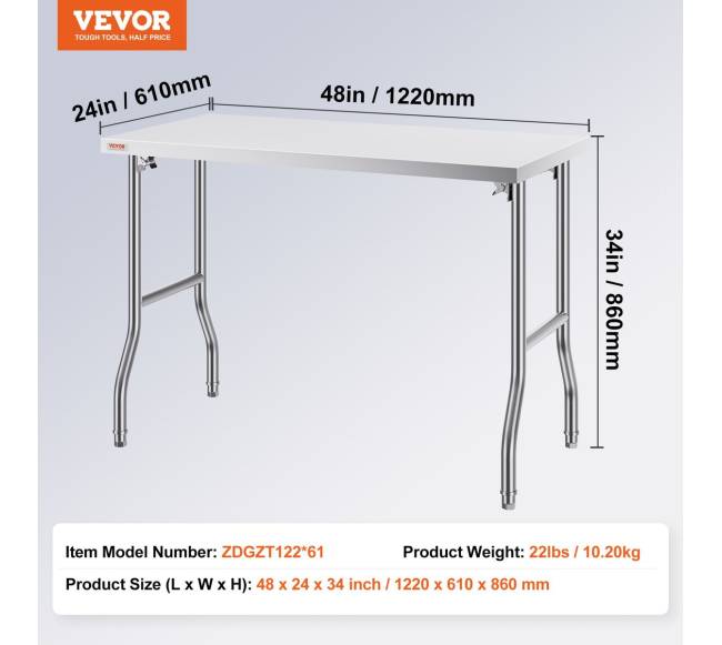 48 x 24 colių nerūdijančio plieno stalviršis6