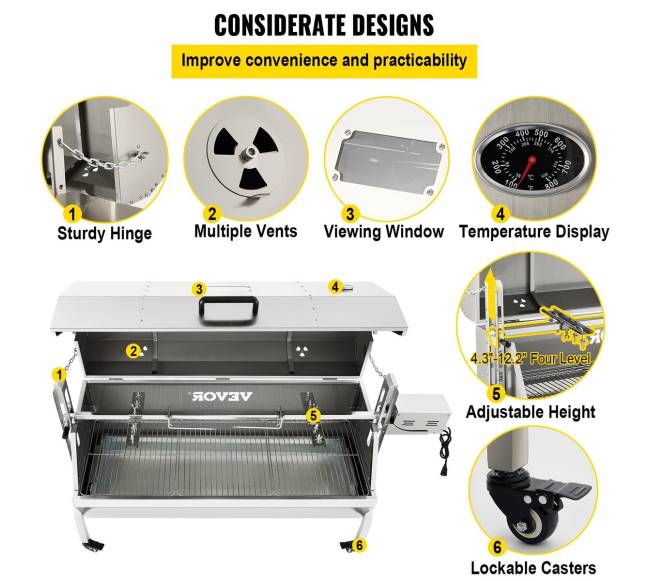 Kepsninė rotisserie su varikliu, nerūdijantis plienas4