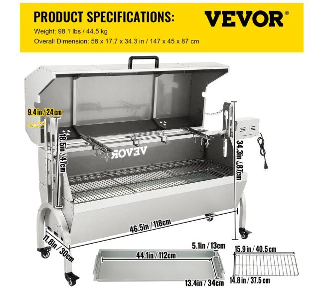 Kepsninė rotisserie su varikliu, nerūdijantis plienas6