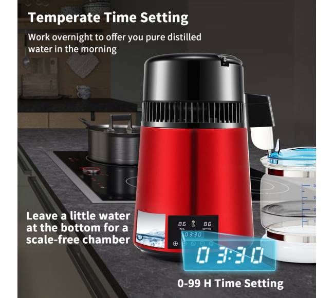 Vandens distiliatorius, 4L 750W, raudonas3