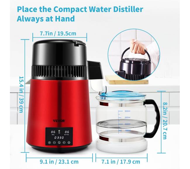 Vandens distiliatorius, 4L 750W, raudonas6