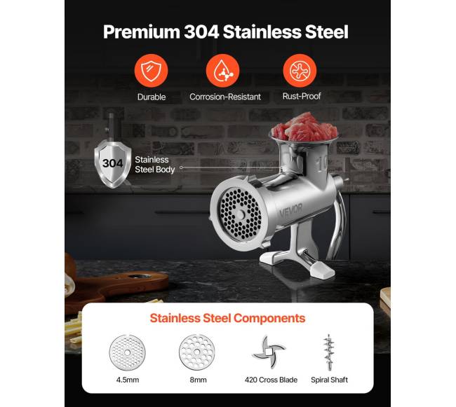 Rankinė mėsmalė, nerūdijantis plienas2