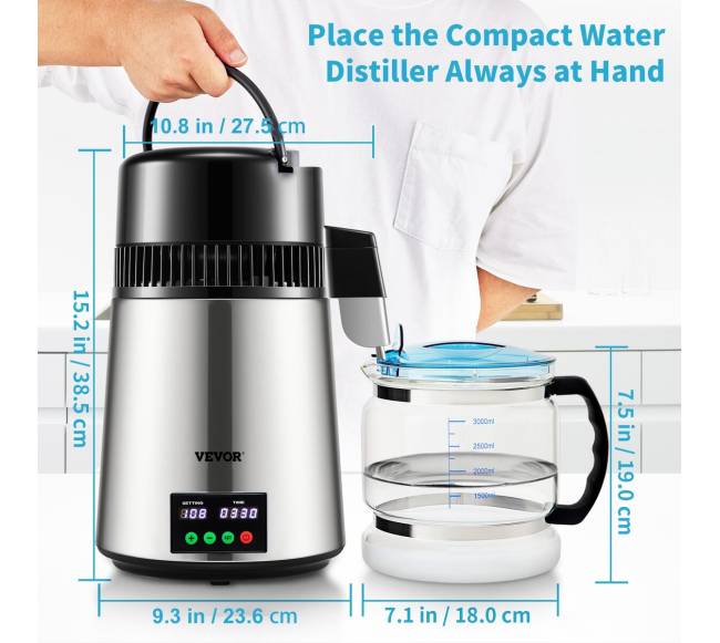 4 l vandens distiliatorius su laikmačiu ir temperatūros rodymu6