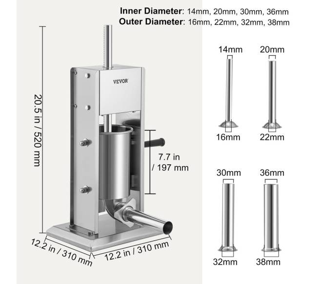Rankinė dešrų kimštuvas, 3L talpa6
