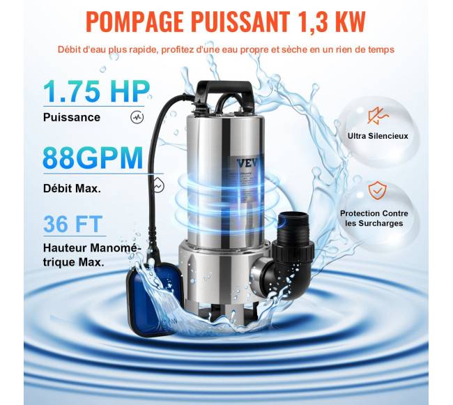 Panardinamas vandens siurblys, 1300W, su plūdiniu jungikliu2