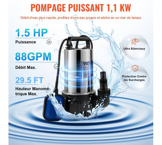 Panardinamas vandens siurblys 1100W, 20,000 lh2