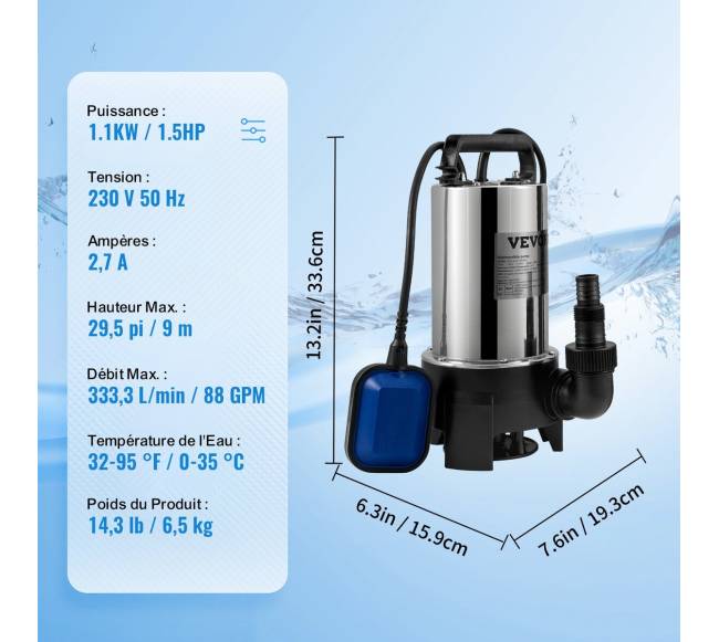 Panardinamas vandens siurblys 1100W, 20,000 lh6