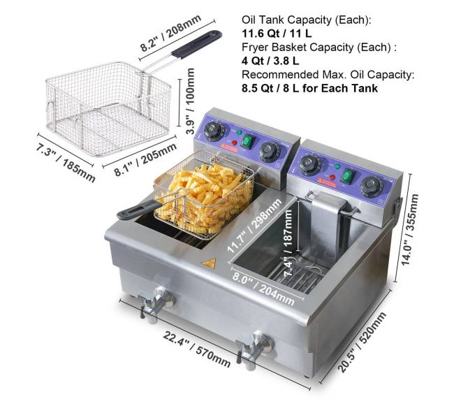 Elektrinė dviguba gruzdintuvė, 6000W6