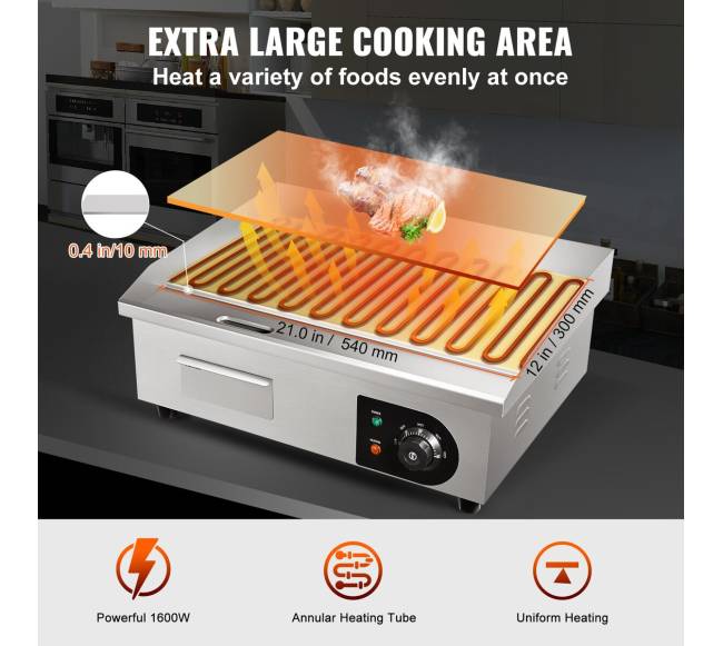 Elektrinis 3000W stalinis grilis su plokščia kaitlente2