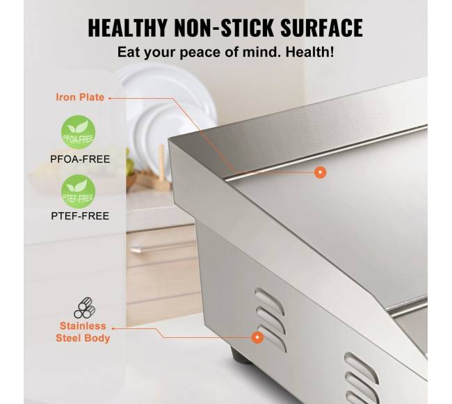 Elektrinis 3000W stalinis grilis su plokščia kaitlente4