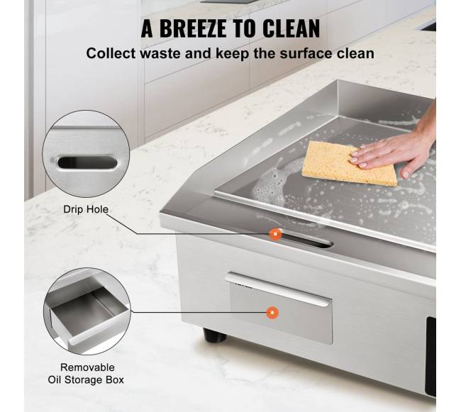 Elektrinis 3000W stalinis grilis su plokščia kaitlente5