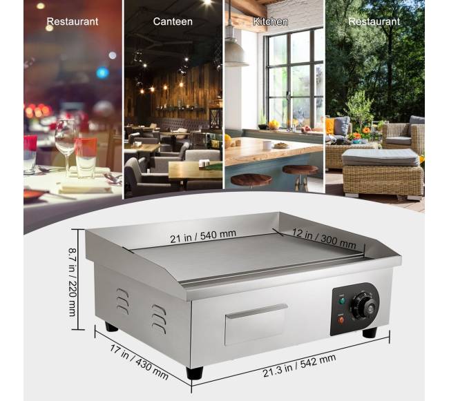 Elektrinis 3000W stalinis grilis su plokščia kaitlente6