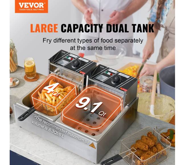 Elektrinė stalinė dviejų bakų gruzdintuvė1