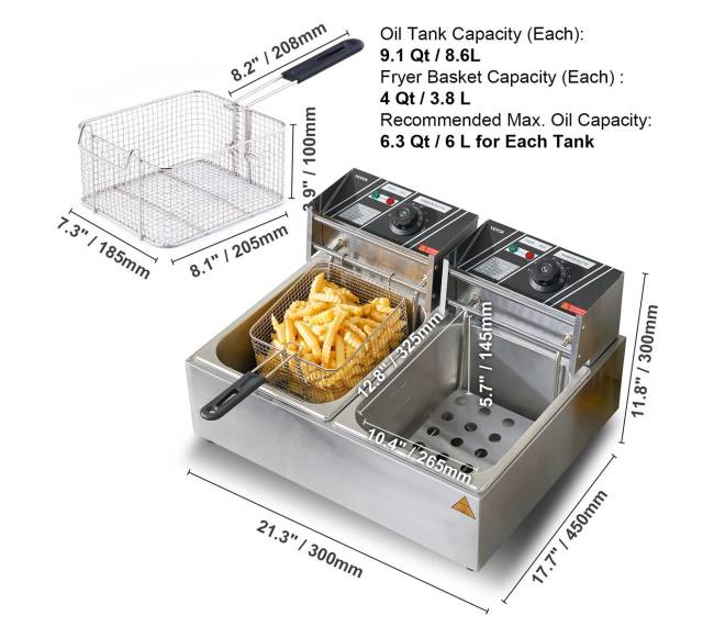 Elektrinė stalinė dviejų bakų gruzdintuvė6