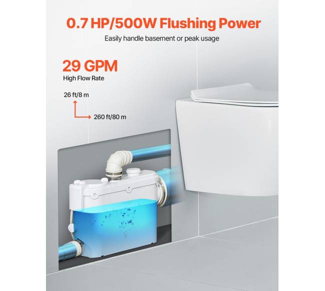 Macerator šliužo siurblys 500W su 3 įėjimais1