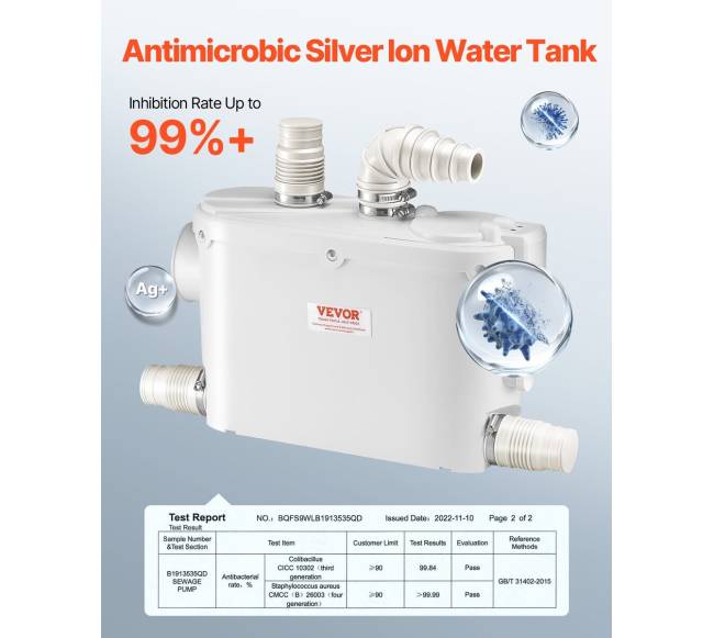 Macerator šliužo siurblys 500W su 3 įėjimais3