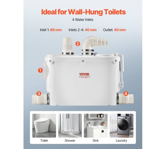 Macerator šliužo siurblys 500W su 3 įėjimais4