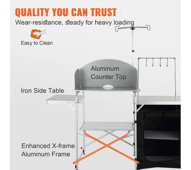 Sulankstomas stovyklavimo virtuvės stalas su vėjo apsauga3