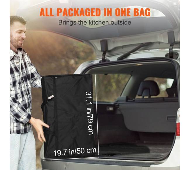 Sulankstomas stovyklavimo virtuvės stalas su vėjo apsauga5