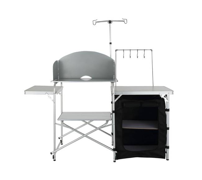 Sulankstomas stovyklavimo virtuvės stalas su vėjo apsauga9