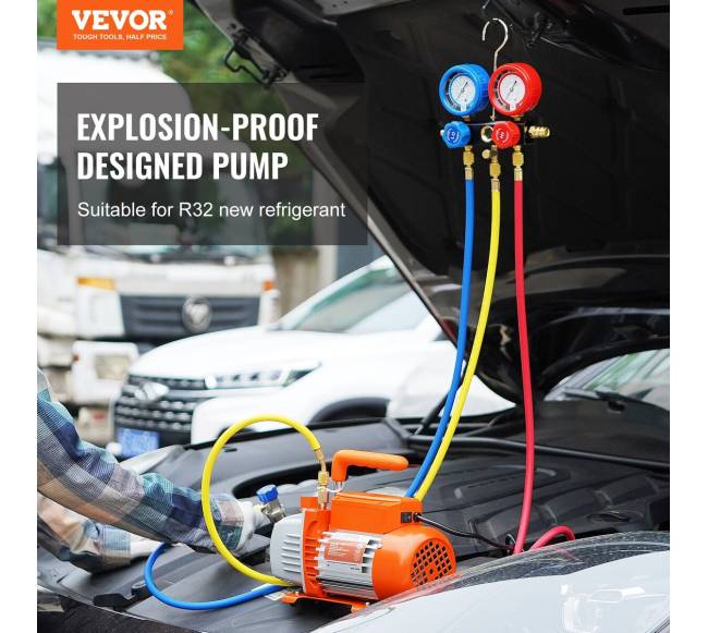 14 AG 4 CFM AC vakuumo pompa ir matuoklių rinkinys1