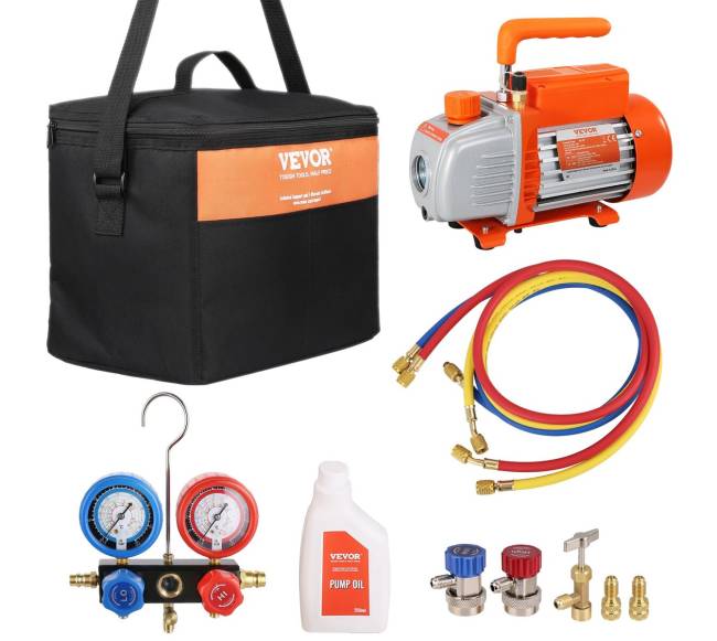 14 AG 4 CFM AC vakuumo pompa ir matuoklių rinkinys8