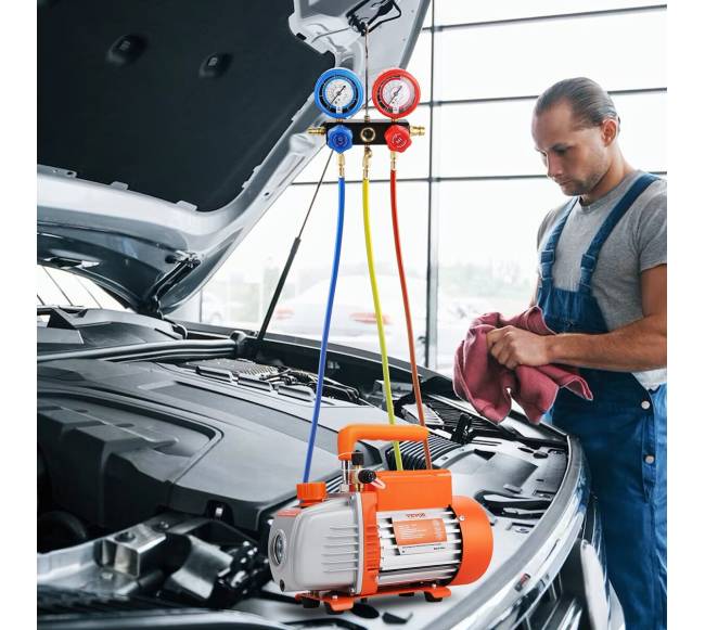 Oro vakuuminis siurblys ir manometrų rinkinys7