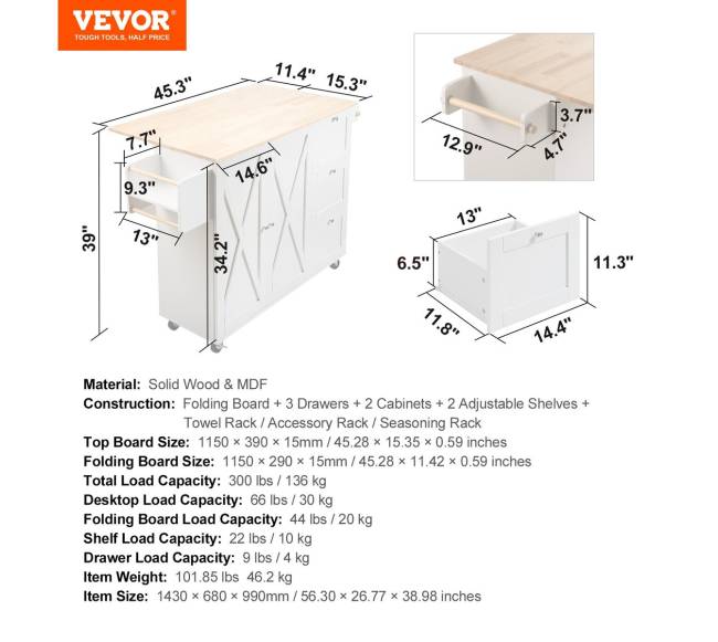 Virtuvinis vežimėlis su mediniu stalviršiu6