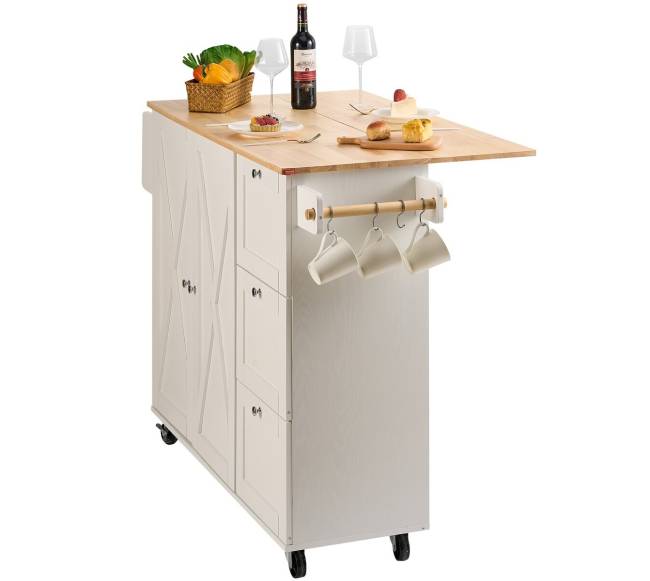 Virtuvinis vežimėlis su mediniu stalviršiu9