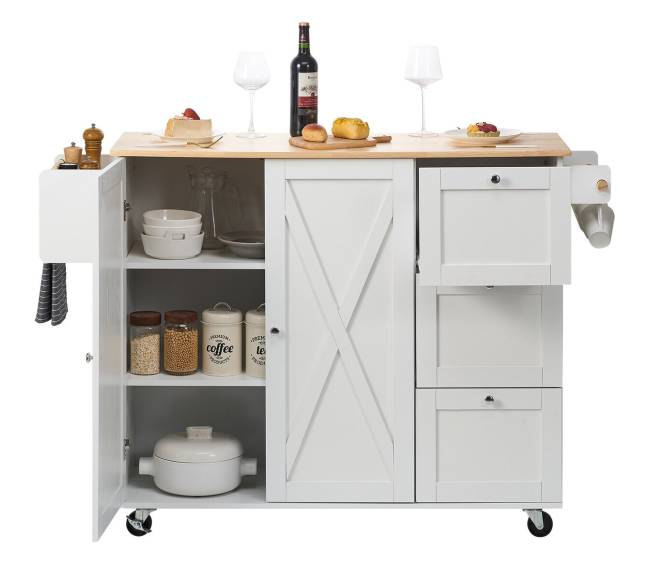 Virtuvinis vežimėlis su mediniu stalviršiu10