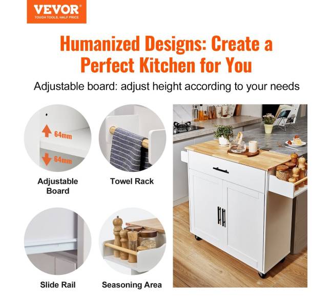 Virtuvės vežimėlis su mediniu viršumi1