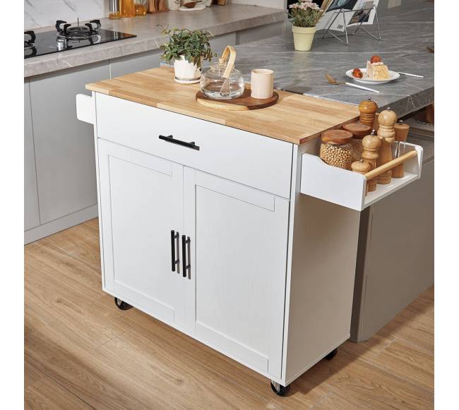 Virtuvės vežimėlis su mediniu viršumi7