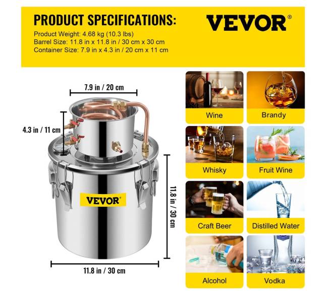 Vevor distiliavimo rinkinys 19L su vandens pompa6