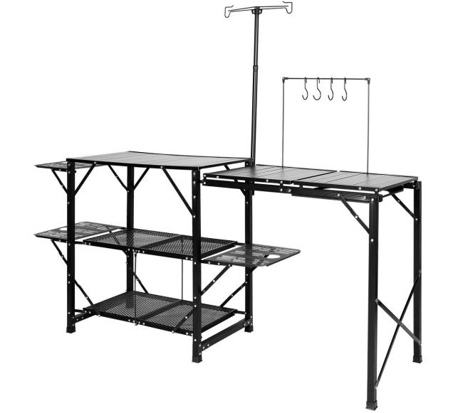 Lauko stovyklavimo virtuvės stalas su kriaukle0