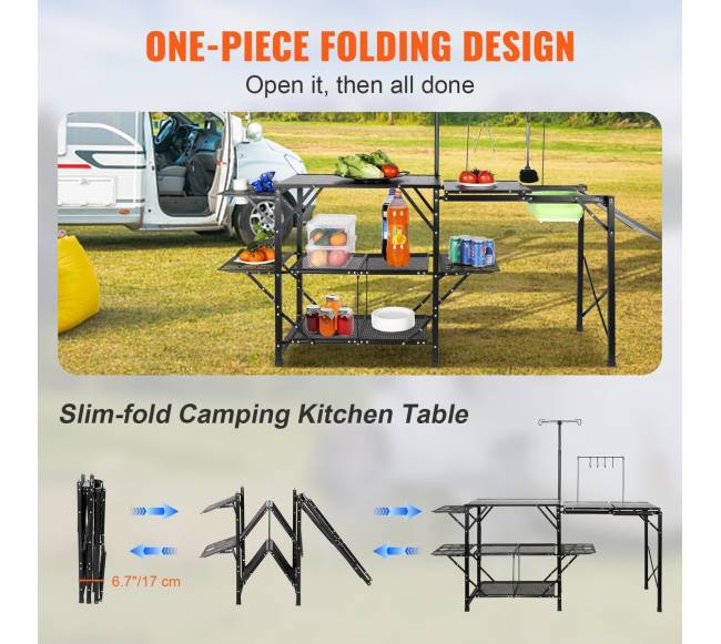 Lauko stovyklavimo virtuvės stalas su kriaukle3
