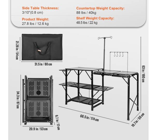 Lauko stovyklavimo virtuvės stalas su kriaukle6