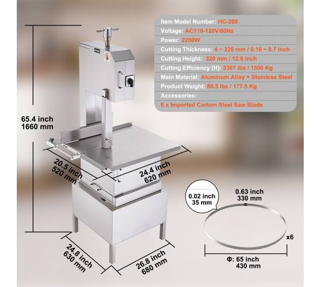 2200W elektrinis kaulų pjovimo įrenginys iš nerūdijančio plieno6