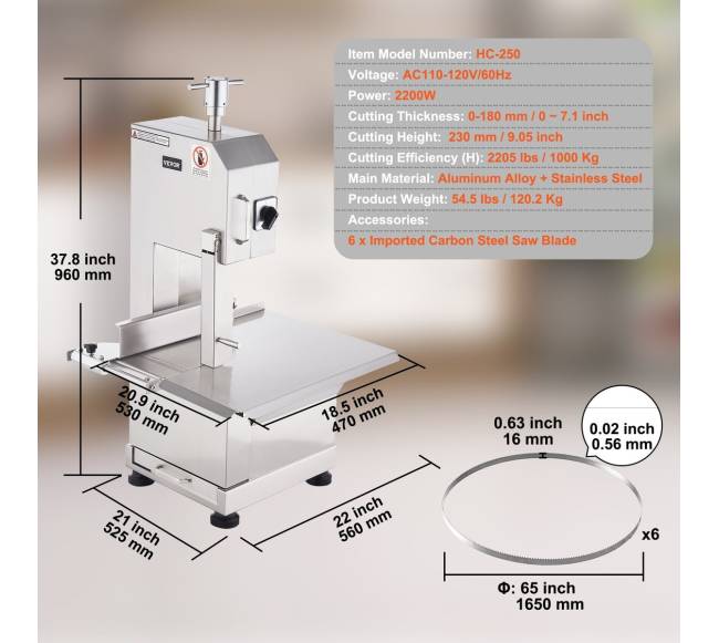 2200W elektrinė mėsos pjūklas iš nerūdijančio plieno6