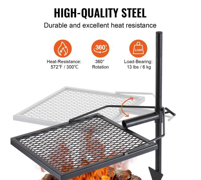 Reguliuojama laužo kepsninė su pasukama grotelė2