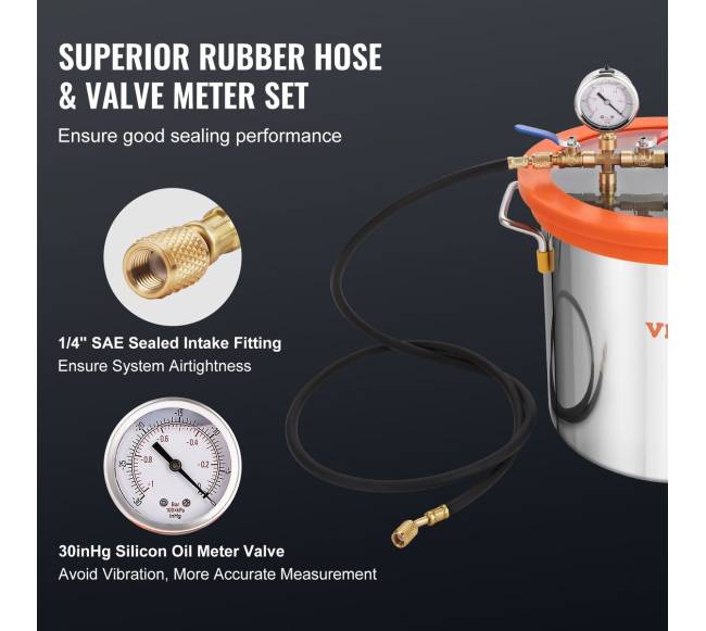 5 galonų vakuuminė kamera ir 3,5 CFM siurblys4