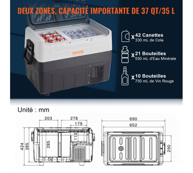 Nešiojamas automobilinis šaldytuvas ir šaldiklis 35L4