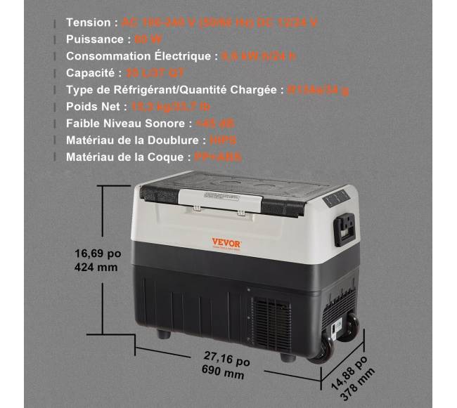 Nešiojamas automobilinis šaldytuvas ir šaldiklis 35L6