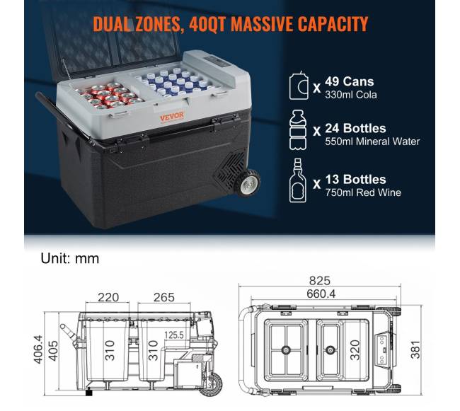 Nešiojamas automobilių šaldytuvas - šaldiklis 38L dviguba zona4