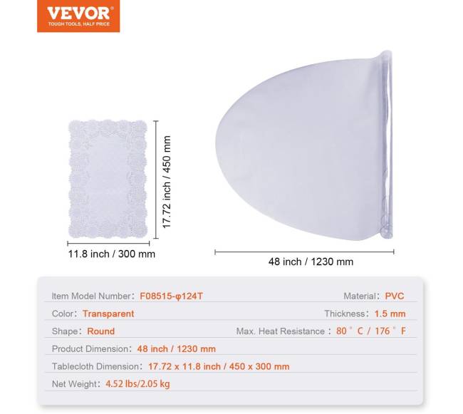 Skaidrus apvalus staltiesės dangalas 123 cm6