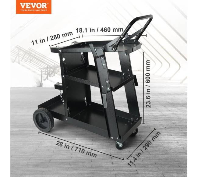 Trijų aukštų suvirinimo vežimėlis su 360 ratukais1