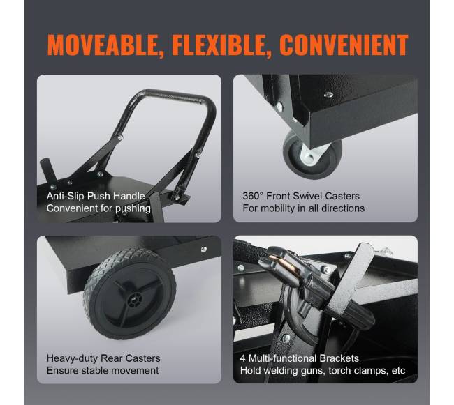 Trijų aukštų suvirinimo vežimėlis su 360 ratukais4