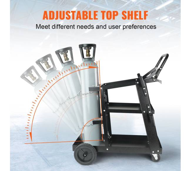 Trijų aukštų suvirinimo vežimėlis su 360 ratukais5