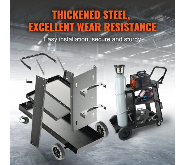 Trijų aukštų suvirinimo vežimėlis su 360 ratukais6